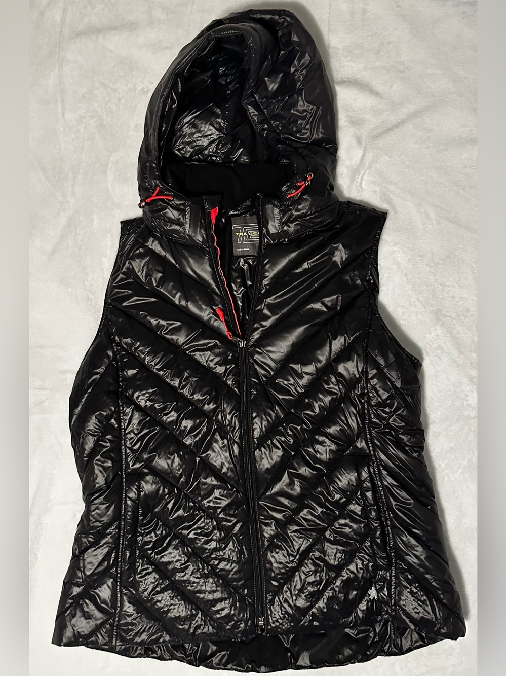 XL Black Quilted Hooded Vest